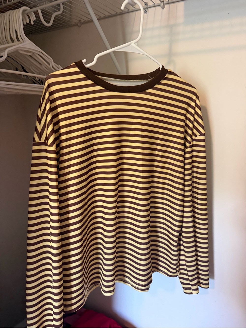 Striped Long Sleeve Top in Brown and Yellow